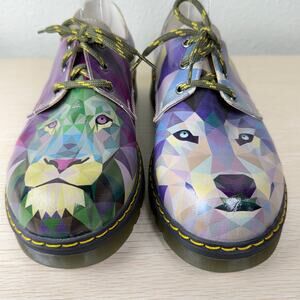 Goby Women's Lion & Wolf Oxford Lace Up Shoes Faux Leather Urban Hipster 38 7.5